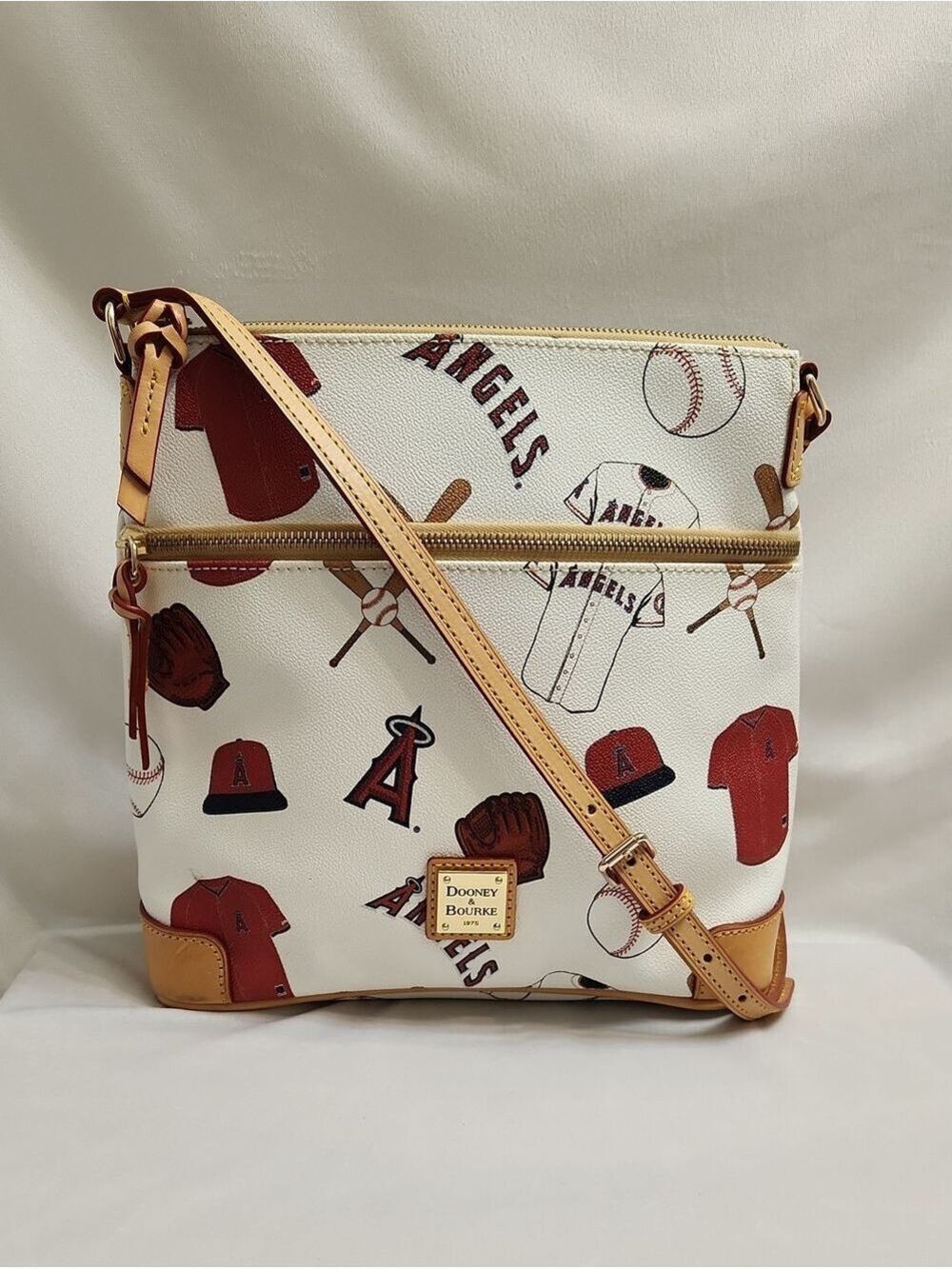 Dooney & Bourke MLB Los Angeles Angels Red White Baseball Graphic Crossbody Bag